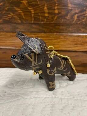 Frenchie Brown Monogram Bulldog keychain/purse charm ( must read full ad)